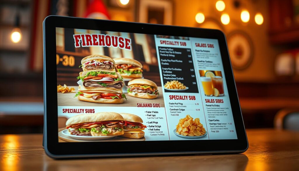 Firehouse Subs digital menu