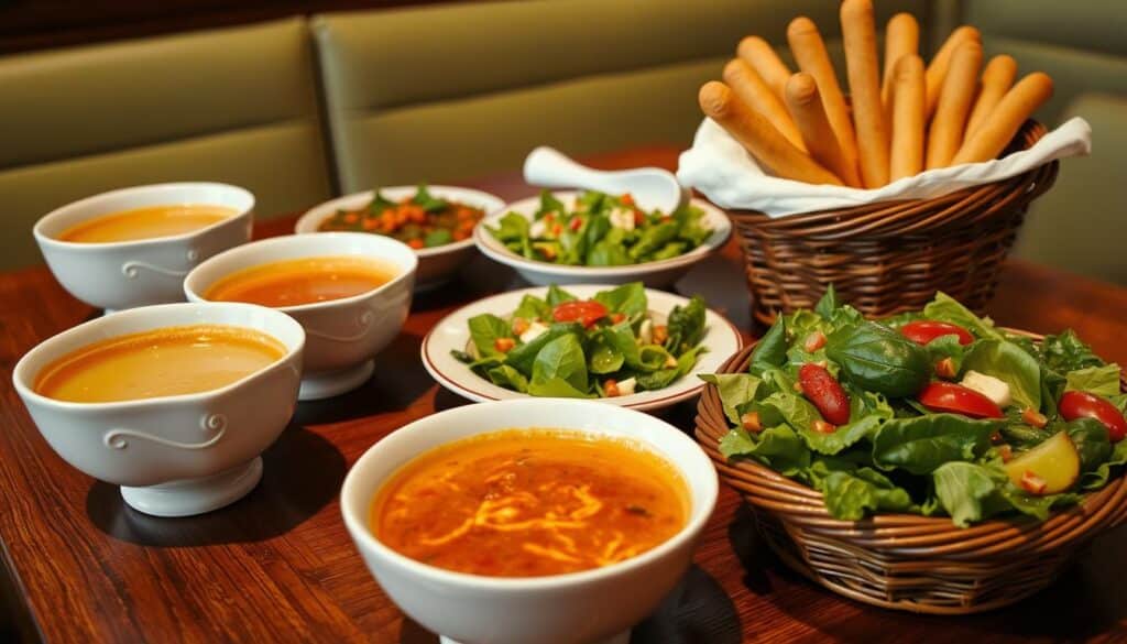 Olive Garden soups, salads, and breadsticks