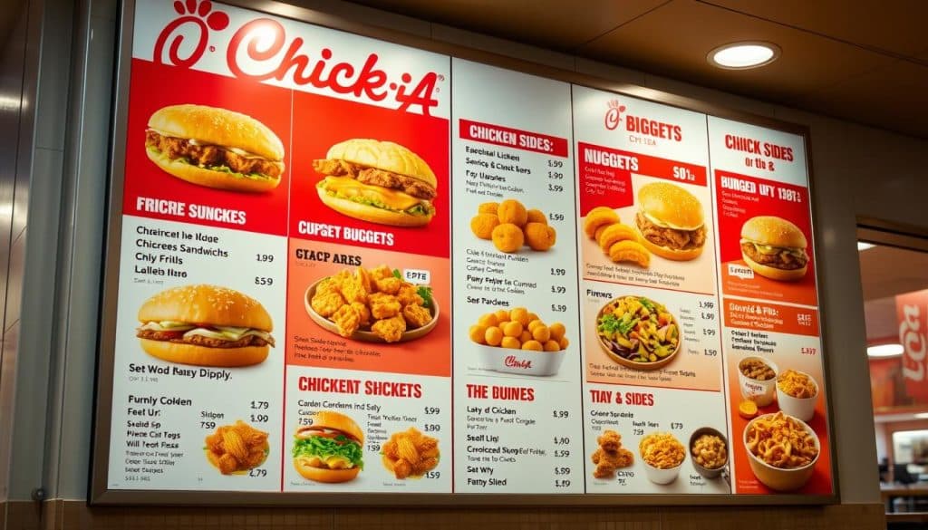 Chick-Fil-a menu with prices