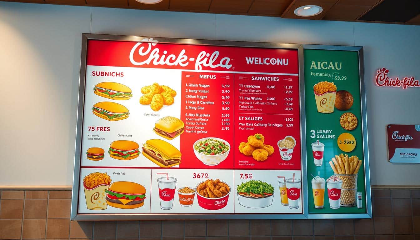 Chick Fil a menu with prices