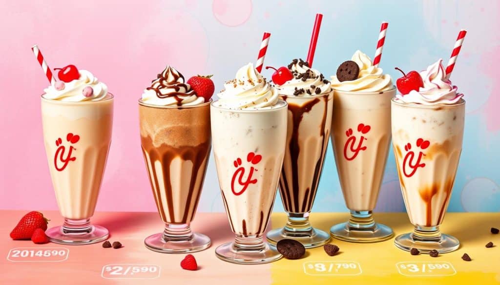 Chick Fil a milkshake menu with prices